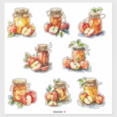 Apple Jam Jar and Apples Watercolor Sticker (Vel)