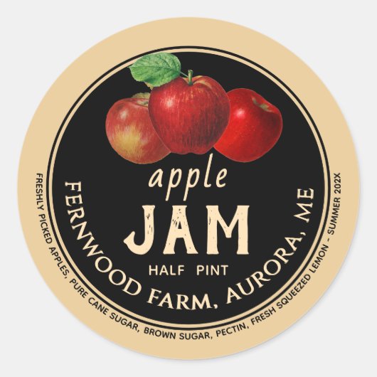 Apple Jam Sauce Jelly Label Kraft Zelfgemaakt (Voorkant)