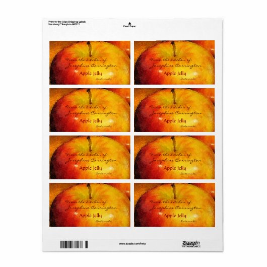 Apple Jelly Canning Labels (Full Sheet)