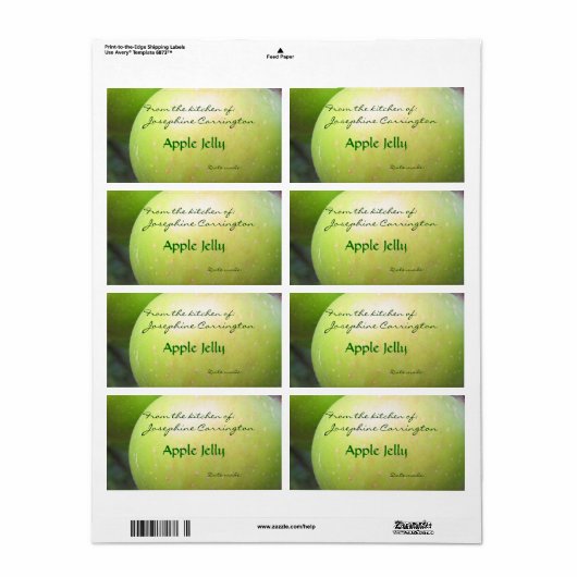 Apple Jelly Canning Labels (Full Sheet)