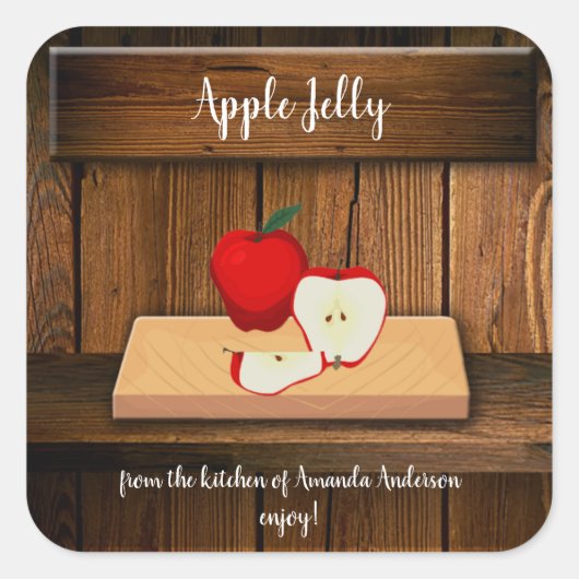 Apple Jelly Sq-conserveerlabel Vierkante Sticker (Voorkant)