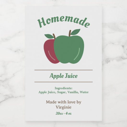 Apple Juice Bottle Label Sticker (Enkel label)