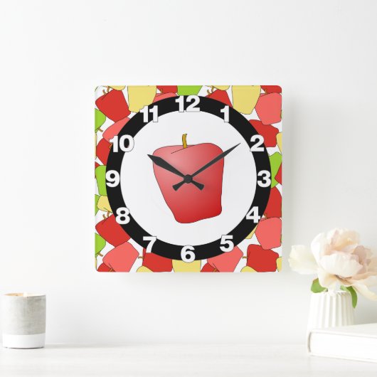 Apple Jumble Pattern Vierkante Klok (Huis)