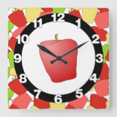 Apple Jumble Pattern Vierkante Klok (Voorkant)