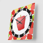 Apple Jumble Pattern Vierkante Klok (Hoek)