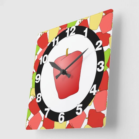 Apple Jumble Pattern Vierkante Klok (Hoek)