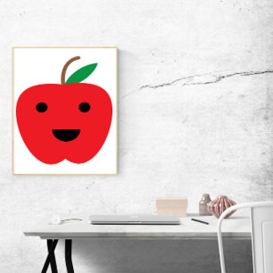 Apple Kawaii Schattige rood fruit Poster