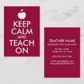 Apple Keep Calm en Teach on Visitekaartje (Voorkant / Achterkant)