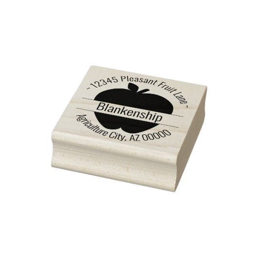 Apple Kunstwerk Rond Adres Aangepaste Naam Rubberstempel (Stempel)