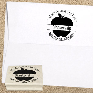 Apple Kunstwerk Rond Adres Aangepaste Naam Rubberstempel
