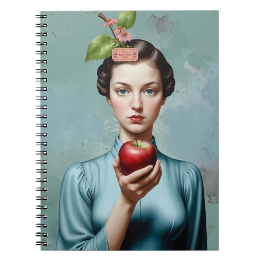 Apple Lady Portrait It's A Beautiful Life Notebook Notitieboek (Voorkant)