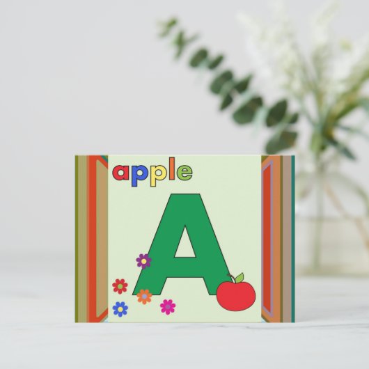 Apple Letter A Briefkaart (Staand voorkant)