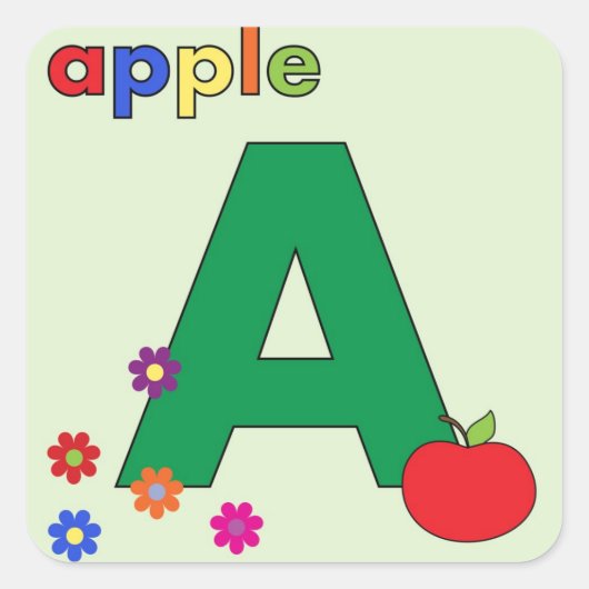 Apple Letter A Vierkante Sticker (Voorkant)