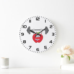 Apple Lifting Gewichten Fitness Fruit Karakter Grote Klok