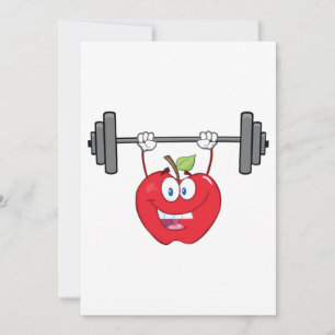 Apple Lifting Gewichten Fitness Fruit Karakter Kaart