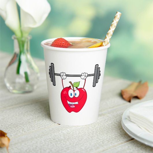 Apple Lifting Gewichten Fitness Fruit Karakter Papieren Bekers