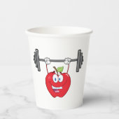 Apple Lifting Gewichten Fitness Fruit Karakter Papieren Bekers (Voorkant)