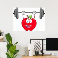 Apple Lifting Gewichten Fitness Fruit Karakter