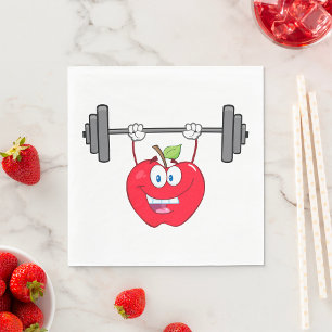 Apple Lifting Gewichten Fitness Fruit Karakter Servet