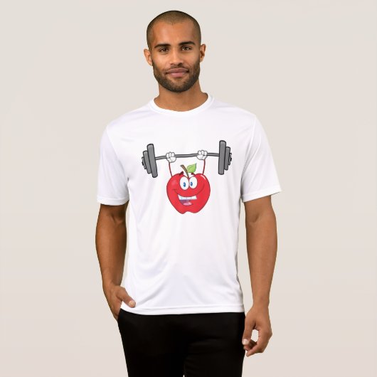 Apple Lifting Gewichten Fitness Fruit Karakter T-shirt (Voorkant volledig)