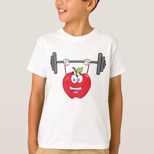 Apple Lifting Gewichten Fitness Fruit Karakter T-shirt (Voorkant)