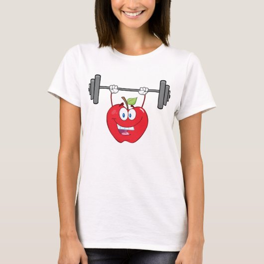 Apple Lifting Gewichten Fitness Fruit Karakter T-shirt (Voorkant)