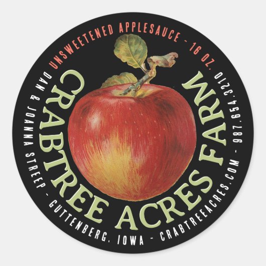 APPLE LOGO Boerderij Orchard Business Appelmoes Kl Ronde Sticker (Voorkant)