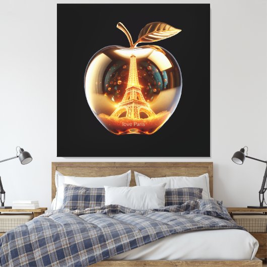 Apple Love Paris Canvas Afdruk (Insitu (Slaapkamer))