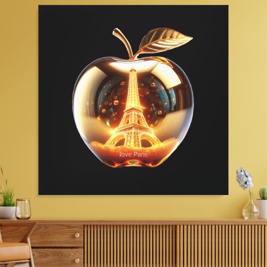Apple Love Paris Canvas Afdruk (Insitu (Woonkamer))