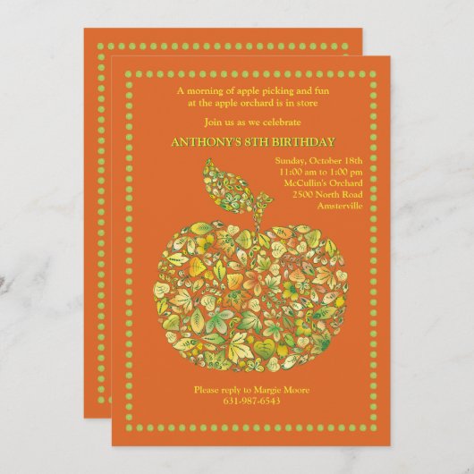 Apple Marquee Uitnodiging (Voorkant / Achterkant)