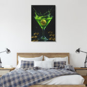 Apple Martini Glass met drijvende Bitcoin-kunst Canvas Afdruk (Insitu (Slaapkamer))