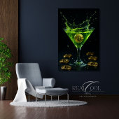 Apple Martini Glass met drijvende Bitcoin-kunst Canvas Afdruk