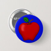 Apple met Blue Background Button (Voorkant /achterkant)