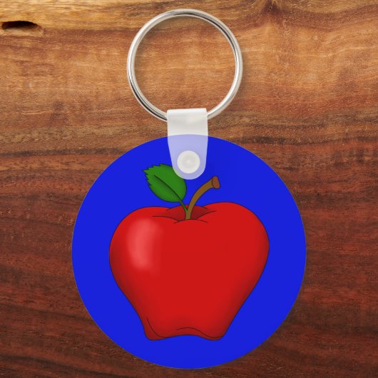 Apple met Blue Background Sleutelhanger (Voorkant)