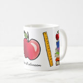 Apple met boekstapel voegt Naam toe Koffiemok (Voorkant rechts)