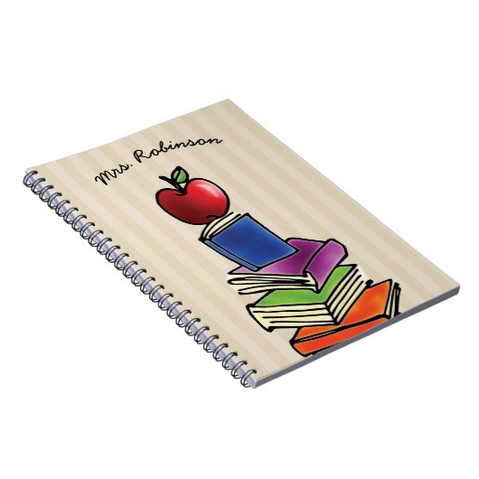 Apple met de naam van de boekenstackleraar notitieboek (Rechterzijde)