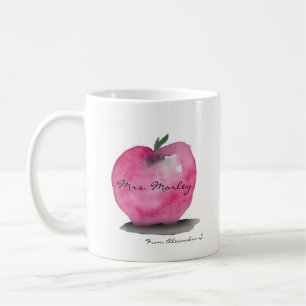 Apple met de naam van de leraar, van student, doua koffiemok