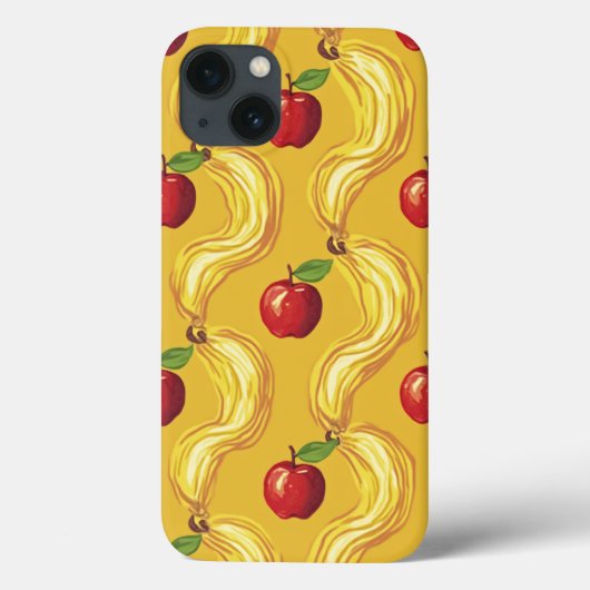 Apple met geel patroonontwerp iPhone 13 hoesjes (Achterkant)