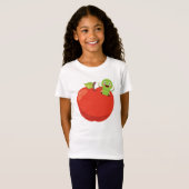 Apple met schattige worm t-shirt (Voorkant volledig)