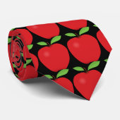 Apple met zwarte achtergrond Necktie Stropdas (Opgerold)