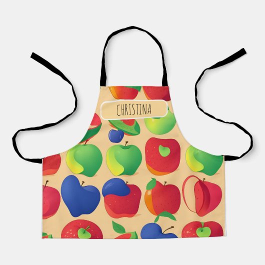 Apple modern kleurrijk gepersonaliseerd patroon schort (Voorkant)