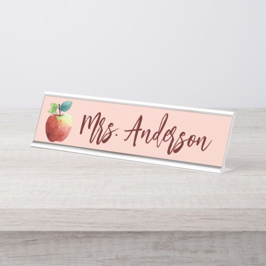 Apple Modern Personalized Teacher Desk Bureau Naambordje (Voorkant)