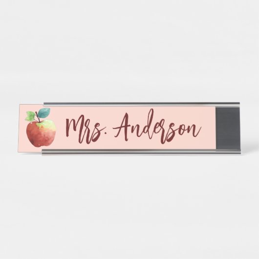 Apple Modern Personalized Teacher Desk Bureau Naambordje (Voorkant)