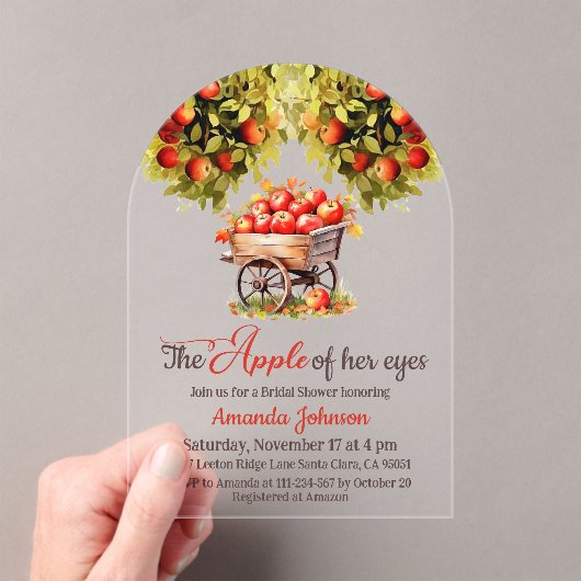 Apple of Her Eyes Farmer Market Herfst Vrijgezelle Acryl Uitnodigingen (Insitu (Draagbaar))