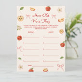 Apple of My Eye Baby shower Hoe oud waren ze spel Kaart (Staand voorkant)