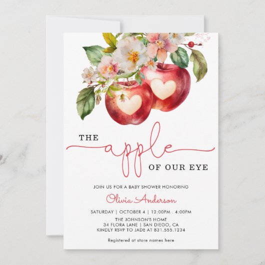 Apple of my eye Baby shower Invitation Kaart (Voorkant)