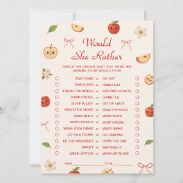 Apple of My Eye Baby shower Zou ze liever spel Kaart