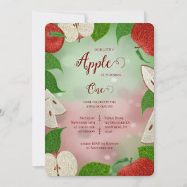 Apple of My Eye First Birthday Invitation Feestdagenkaart