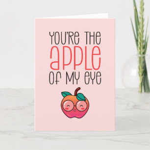 Apple of My Eye Fruit Pun Funny Valentijnsdag Feestdagen Kaart