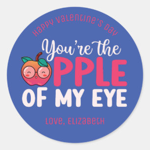 Apple of My Eye Funny Cute Kind Classroom Valentij Ronde Sticker